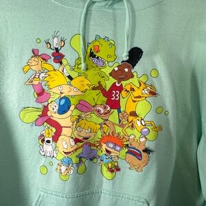 Vintage Nickelodeon Mint Green Hoodie Size XL